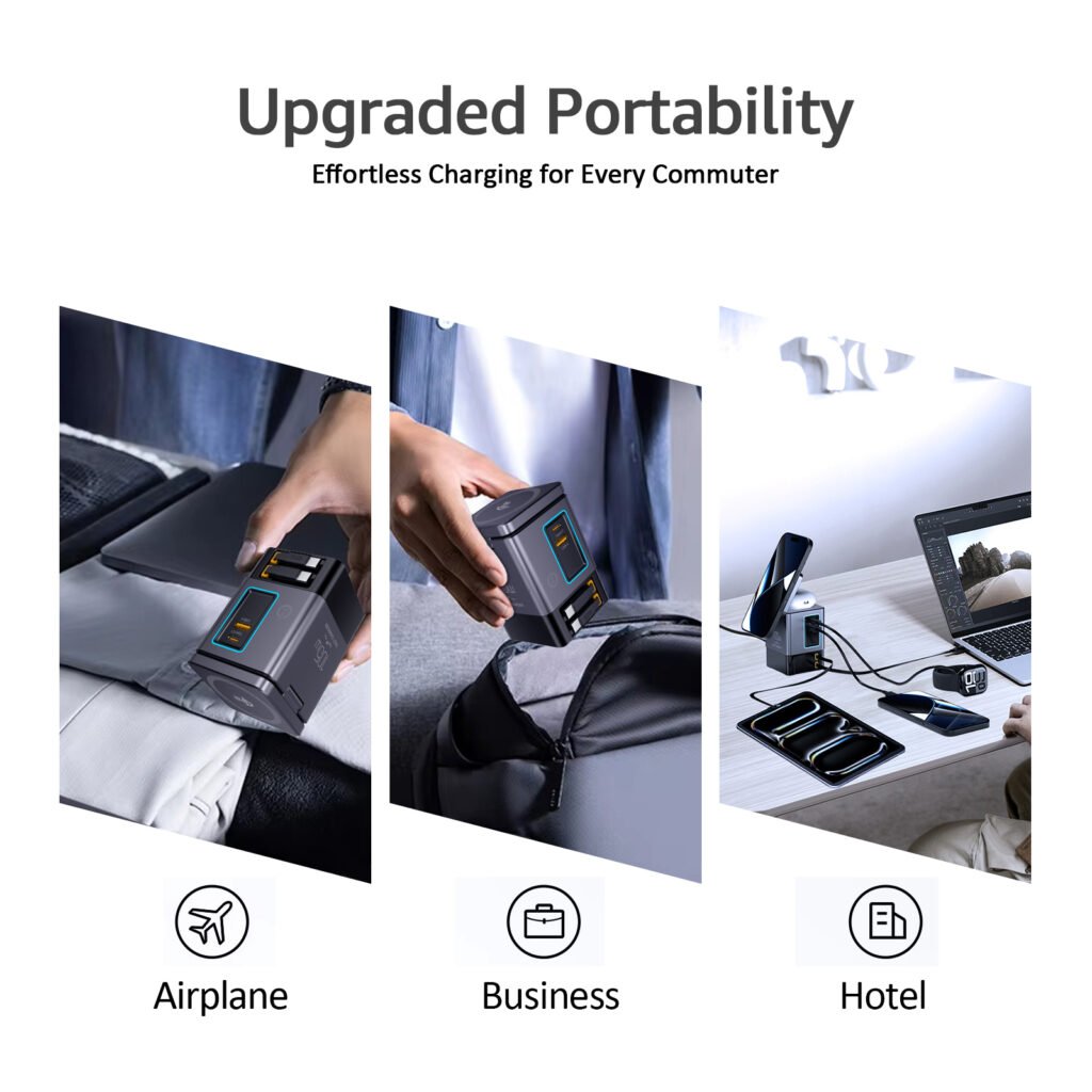 ilepo-Supplier / Manufacturer / Factory / Distributor-wireless charging station with retractable USB cables