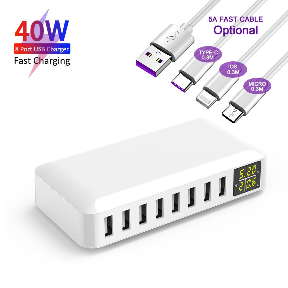 شاحن ilepo-factory-40W 8 منافذ USB